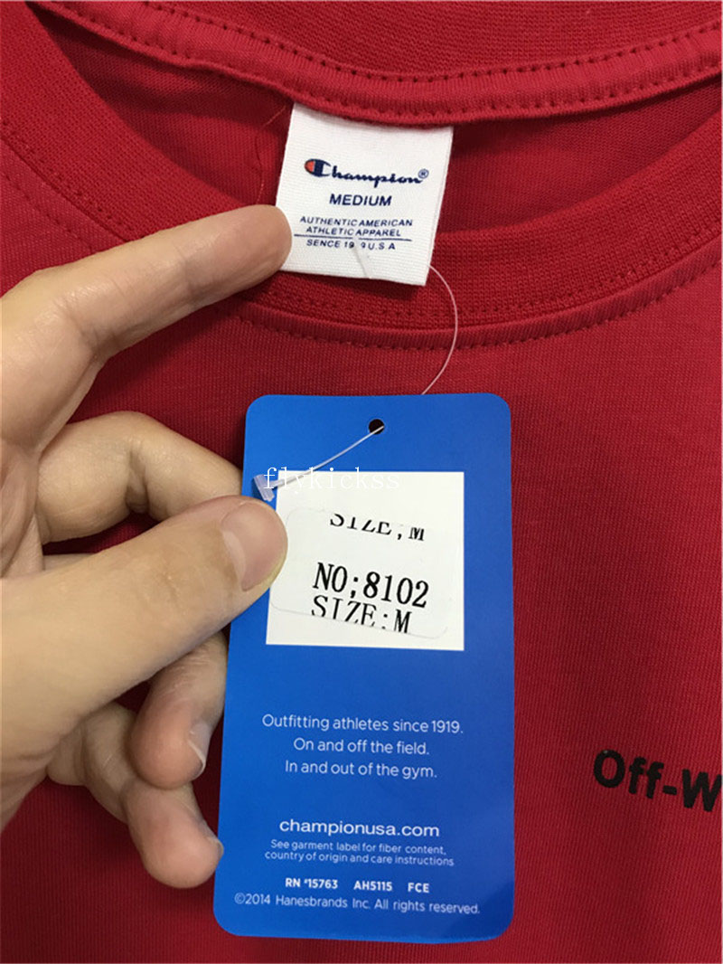 Off White Champion Red Tshirt